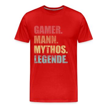 Gamer Mann Mythos Legende Gaming Vintage - Männer Premium Bio T-Shirt - Rot - Vorne - Damien (186cm)