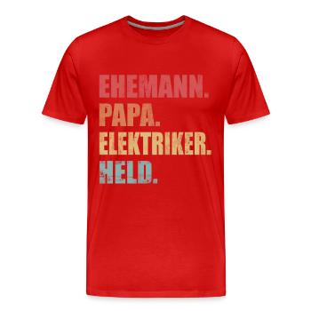 Ehemann Papa Elektriker Held Vatertag Vintage - Männer Premium Bio T-Shirt - Rot - Vorne - Damien (186cm)