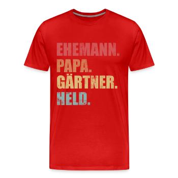 Ehemann Papa Gärtner Held Garten Vatertag Vintage - Männer Premium Bio T-Shirt - Rot - Vorne - Damien (186cm)