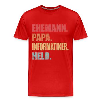 Ehemann Papa Informatiker Held Vatertag Vintage - Männer Premium Bio T-Shirt - Rot - Vorne - Damien (186cm)