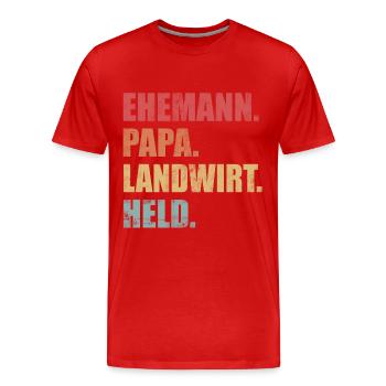 Ehemann Papa Landwirt Held Landwirtschaft Vintage - Männer Premium Bio T-Shirt - Rot - Vorne - Damien (186cm)