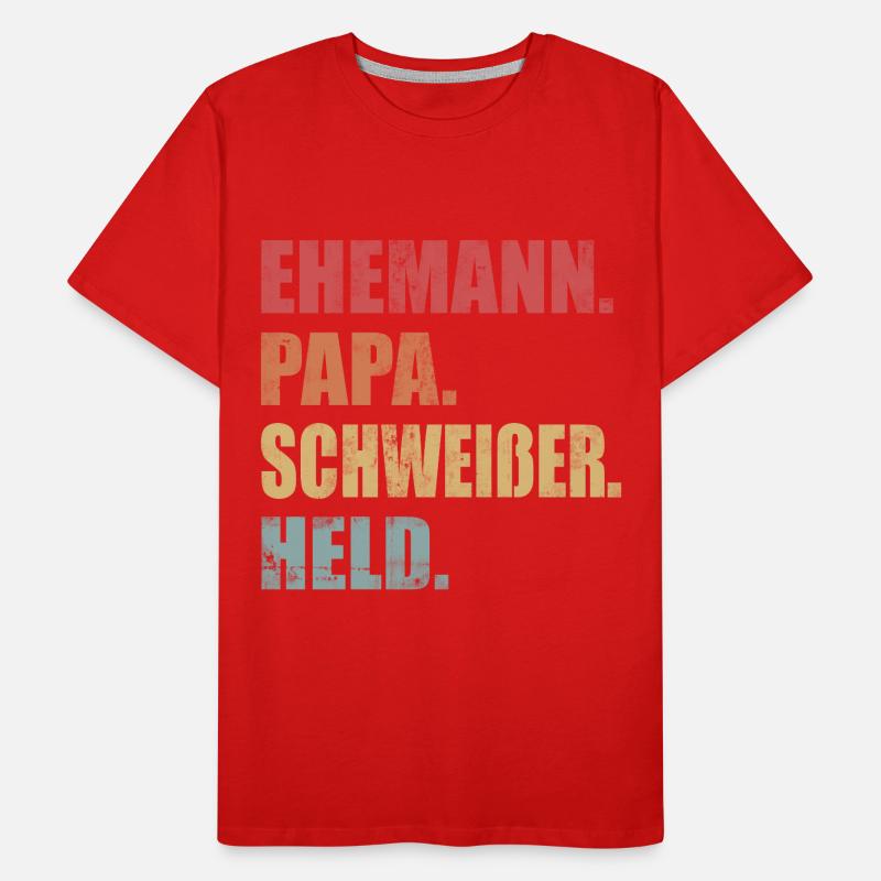Schweißer Ehemann Papa Held Vintage Geschenk Männer Premium Bio T-Shirt