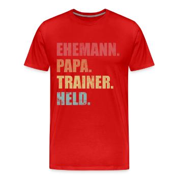 Trainer Ehemann Papa Held Vintage Geschenk - Männer Premium Bio T-Shirt - Rot - Vorne - Damien (186cm)