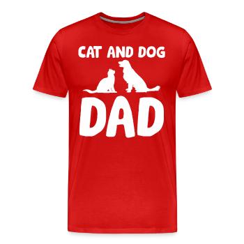 Cat And Dog Dad Cats Dogs Pets Animals Cat And - Männer Premium Bio T-Shirt - Rot - Vorne - Damien (186cm)