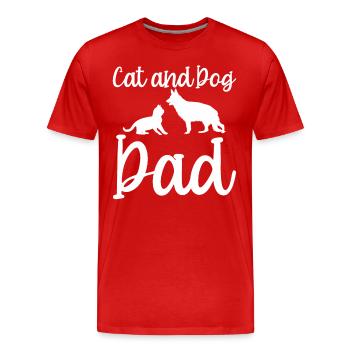 Cat And Dog Dad Cats Dogs Pets Animals Cat And - Männer Premium Bio T-Shirt - Rot - Vorne - Damien (186cm)