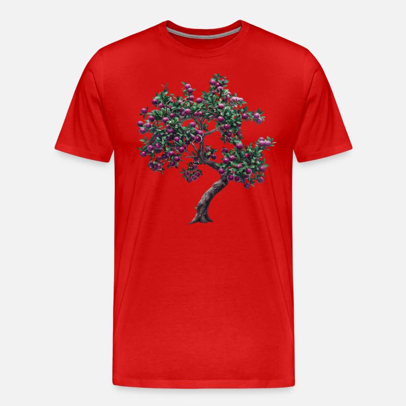 Lebendiger Baum mit Lila Früchten - Männer Premium Bio T-Shirt - Rot