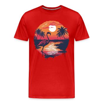 Flamingo Illustration - Men's Premium Organic T-Shirt - red - Front - Damien (186cm)