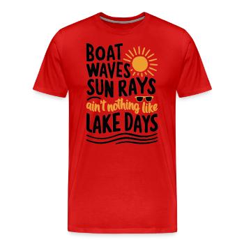 Bateau, vagues, rayons de soleil, journées en mer, été, vacances - T-shirt bio Premium Homme - rouge - Devant - Damien (186cm)