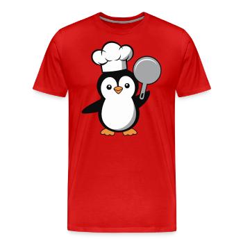 Pingouin de cuisine avec poêle pour les amateurs de cuisine - T-shirt bio Premium Homme - rouge - Devant - Damien (186cm)