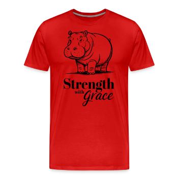 Kraft Mit Anmut Nilpferd Illustration - Männer Premium Bio T-Shirt - Rot - Vorne - Damien (186cm)