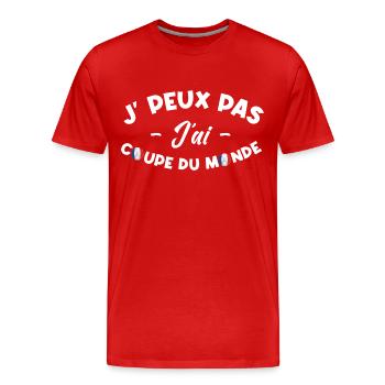 Je peux pas j'ai coupe du monde - T-shirt bio Premium Homme - rouge - Devant - Damien (186cm)