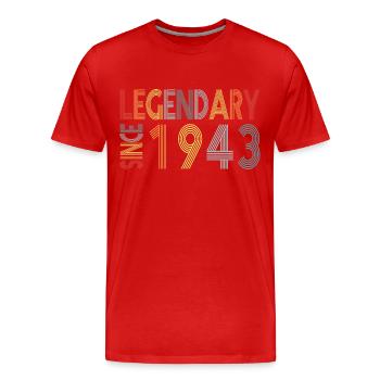 Legendary since 1943 - Men's Premium Organic T-Shirt - red - Front - Damien (186cm)