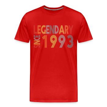 Légendaire depuis 1993 - T-shirt bio Premium Homme - rouge - Devant - Damien (186cm)