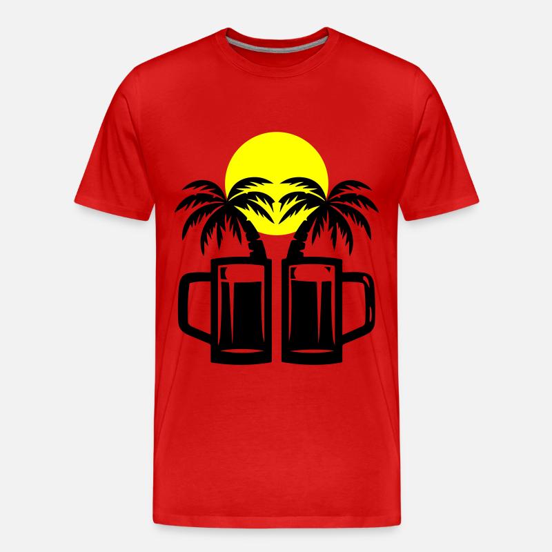 Bier Urlaub Palmen - Männer Premium Bio T-Shirt - Rot