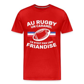 Au Rugby Un Caramel C'est Pas Une Friandise - T-shirt bio Premium Homme - rouge - Devant - Damien (186cm)