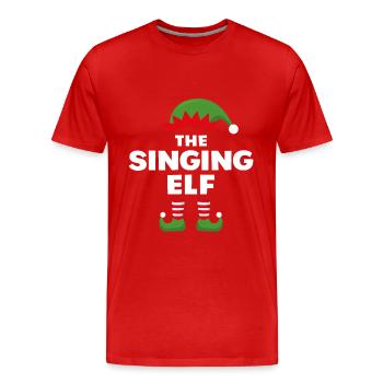 L’Elfe Chantant - T-shirt bio Premium Homme - rouge - Devant - Damien (186cm)