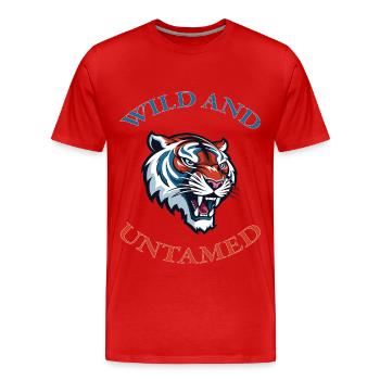 Tigre sauvage et indompté - T-shirt bio Premium Homme - rouge - Devant - Damien (186cm)