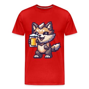 Wolf Pixel Beer - Men's Premium Organic T-Shirt - red - Front - Damien (186cm)