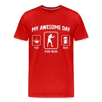 My Awesome Day - Bier - Kerl beim Boxen - - Männer Premium Bio T-Shirt - Rot - Vorne - Damien (186cm)