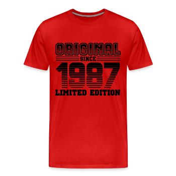 1987 - T-shirt bio Premium Homme - rouge - Devant - Damien (186cm)