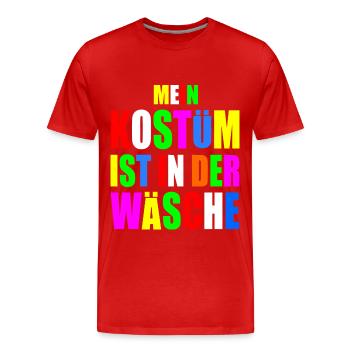 mein kostüm ist in der wäsche - Männer Premium Bio T-Shirt - Rot - Vorne - Damien (186cm)