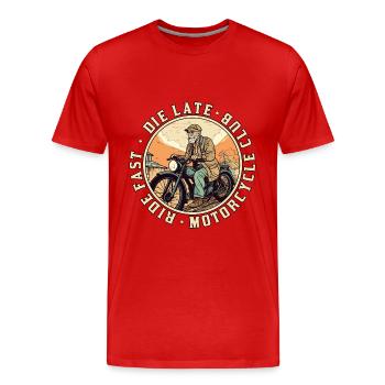 Cool vieux motard grand-père - moto grand-père - T-shirt bio Premium Homme - rouge - Devant - Damien (186cm)