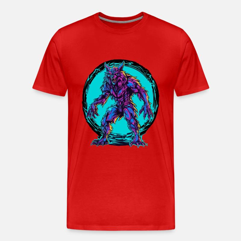 Werwolf Halloween Wolf Wolfsrudel - Männer Premium Bio T-Shirt - Rot