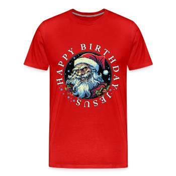 Ugly Christmas Happy Birthday Jesus Weihnachten - Men's Premium Organic T-Shirt - red - Front - Damien (186cm)