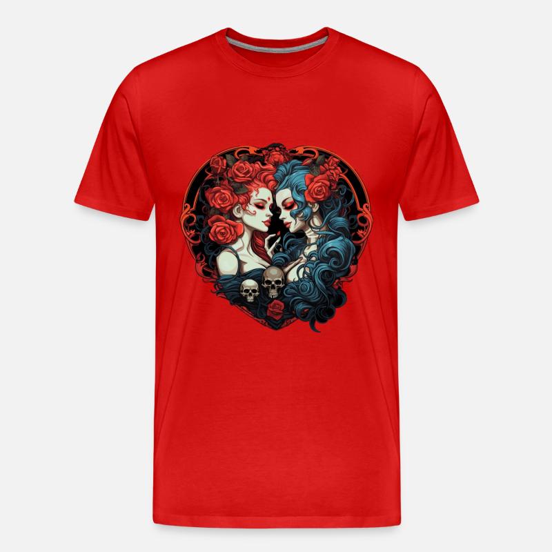 Abstract Devil Satan Skeleton Demons - Men's Premium Organic T-Shirt - red
