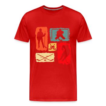 Joueur de hockey sur glace gardien de but rétro vintage - T-shirt bio Premium Homme - rouge - Devant - Damien (186cm)