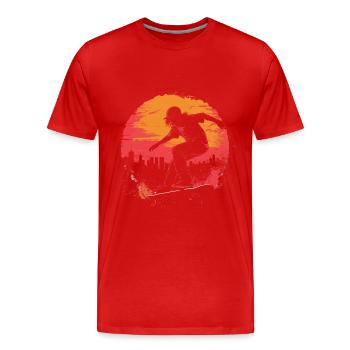 Skateboarder Skateboard Skate Skater Sonne - Männer Premium Bio T-Shirt - Rot - Vorne - Damien (186cm)