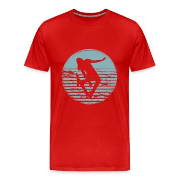 Retro Skaterin Skater Skateboarder Skateboard - Männer Premium Bio T-Shirt - Rot - Vorne - Damien (186cm)