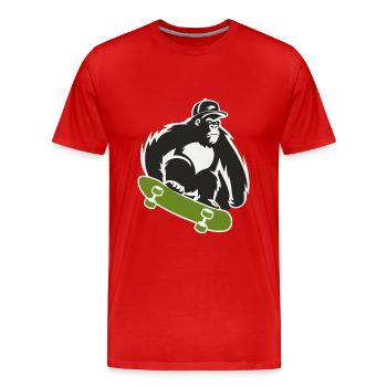 Skateboard Skateboarder Skater Gorilla Affe Tier - Männer Premium Bio T-Shirt - Rot - Vorne - Damien (186cm)