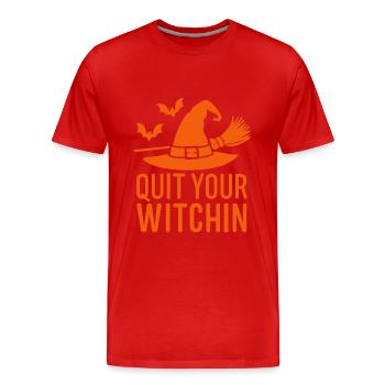 Quittez votre sorcière Halloween en disant la citation - T-shirt bio Premium Homme - rouge - Devant - Damien (186cm)
