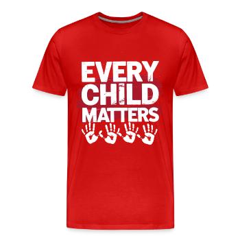 Chaque enfant compte Journée mondiale de l’enfance - T-shirt bio Premium Homme - rouge - Devant - Damien (186cm)