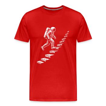 Astronaut auf der Treppe Weltraum-Style - Männer Premium Bio T-Shirt - Rot - Vorne - Damien (186cm)