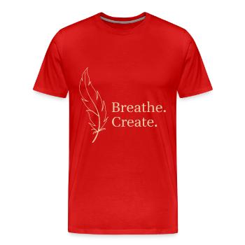 Breath Create Feder Leichtigkeit - Männer Premium Bio T-Shirt - Rot - Vorne - Damien (186cm)