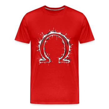 Symbole Omega Splash - T-shirt bio Premium Homme - rouge - Devant - Damien (186cm)