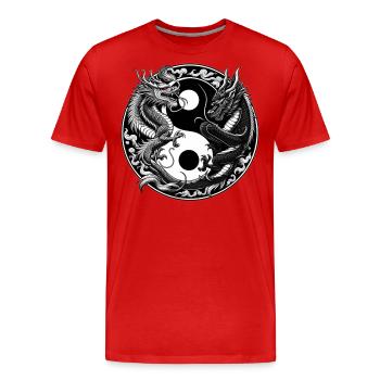 Yin-Yang-Drachen - Männer Premium Bio T-Shirt - Rot - Vorne - Damien (186cm)