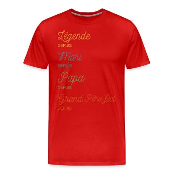Grand Père-fect Légende Papa cadeau Personnalisé - T-shirt bio Premium Homme - rouge - Devant - Damien (186cm)