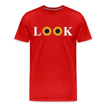 nature retro sunflower look garden friend - Men's Premium Organic T-Shirt - red - Front - Damien (186cm)