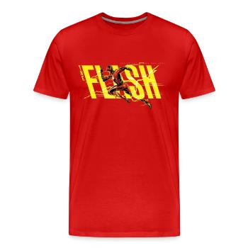 The Flash Rennt Gelbes Logo - Männer Premium Bio T-Shirt - Rot - Vorne - Damien (186cm)