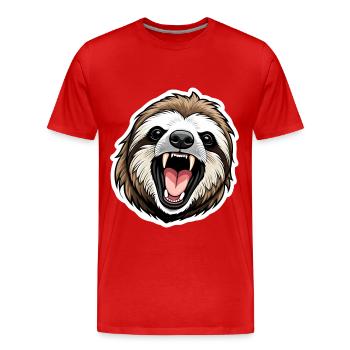 Sloth Attack - Men's Premium Organic T-Shirt - red - Front - Damien (186cm)