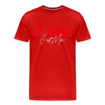 Le King c'est moi. Fête des rois. Roi pour un jour - T-shirt bio Premium Homme - rouge - Devant - Damien (186cm)