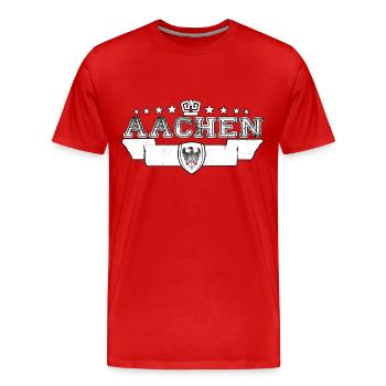 Aachen - Männer Premium Bio T-Shirt - Rot - Vorne - Damien (186cm)