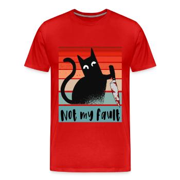 Pas ma faute, chat innocent avec un couteau - T-shirt bio Premium Homme - rouge - Devant - Damien (186cm)