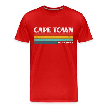 Kapstadt Südafrika Vintage Retro 70s Cape Town - Männer Premium Bio T-Shirt - Rot - Vorne - Damien (186cm)