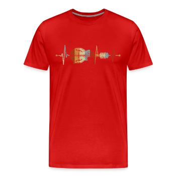Mandoline Herzschlag Bluegrass Country Musik - Männer Premium Bio T-Shirt - Rot - Vorne - Damien (186cm)