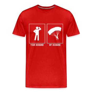 Son mari - Mon mari - Parapente Ak - T-shirt bio Premium Homme - rouge - Devant - Damien (186cm)
