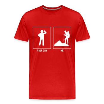 Ton père - Moi - Randonnée en solo - T-shirt bio Premium Homme - rouge - Devant - Damien (186cm)
